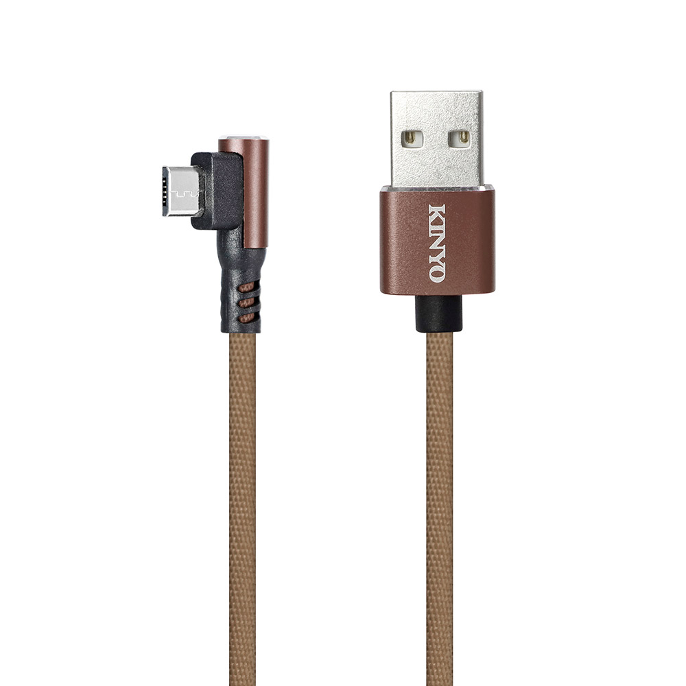 Micro USB 90 度鋁合金彎頭布編織線